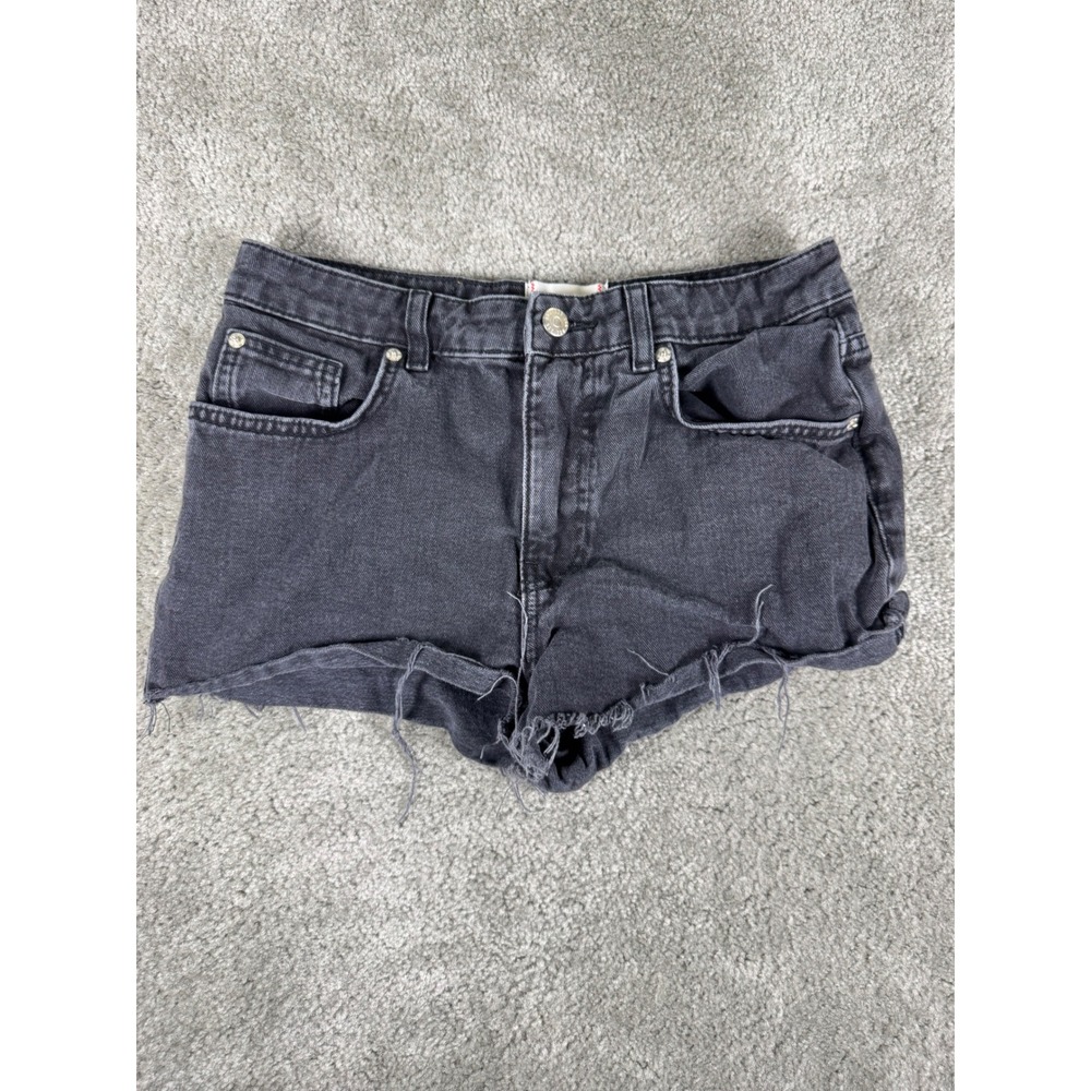 BDG Urban Outfitters Black High Waisted Frayed Hem Denim Cutoff Shorts Size 28